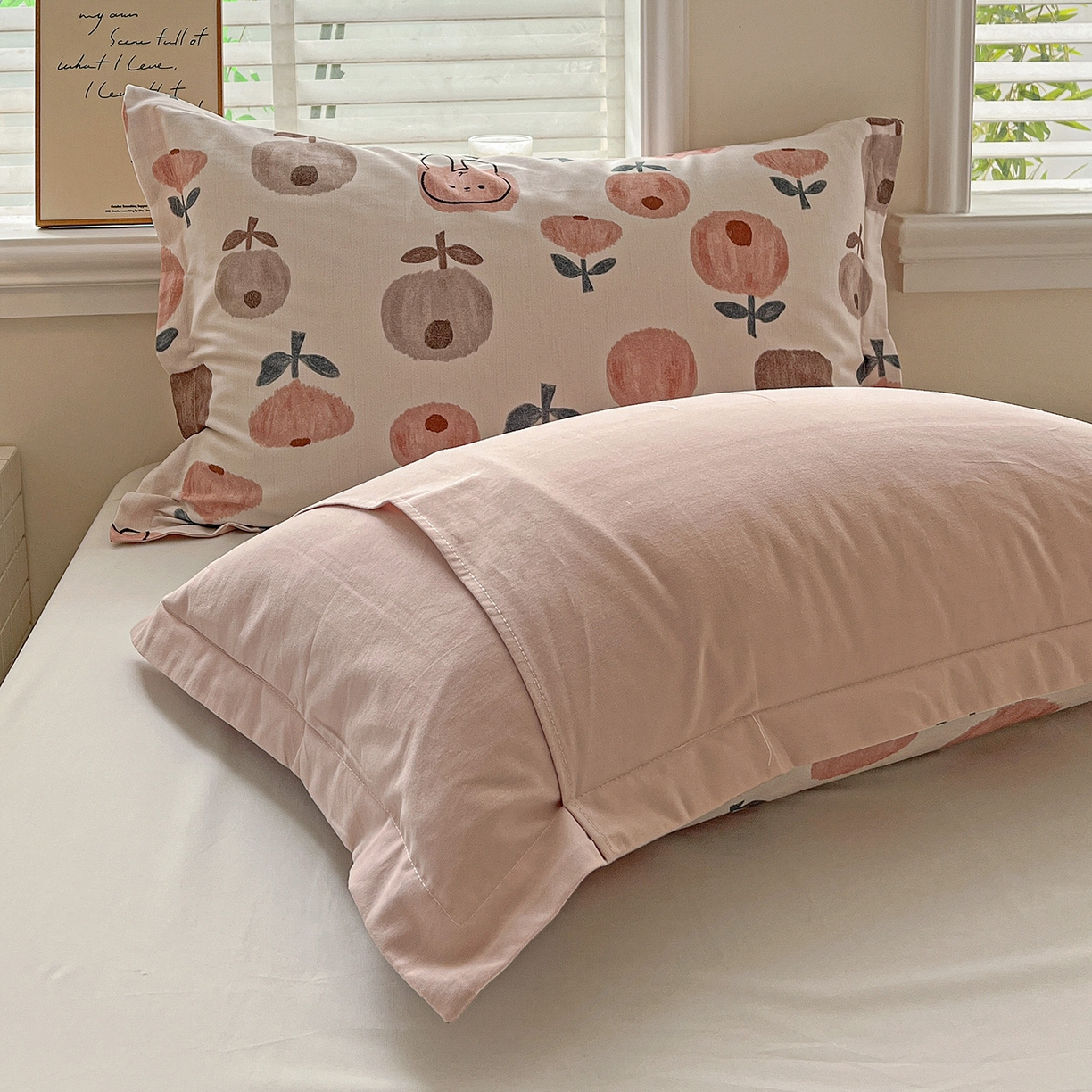 91家纺网 家纺一手货源 找家纺 依庭 2025新款高克重全棉纯棉磨毛印花单枕套 山樱