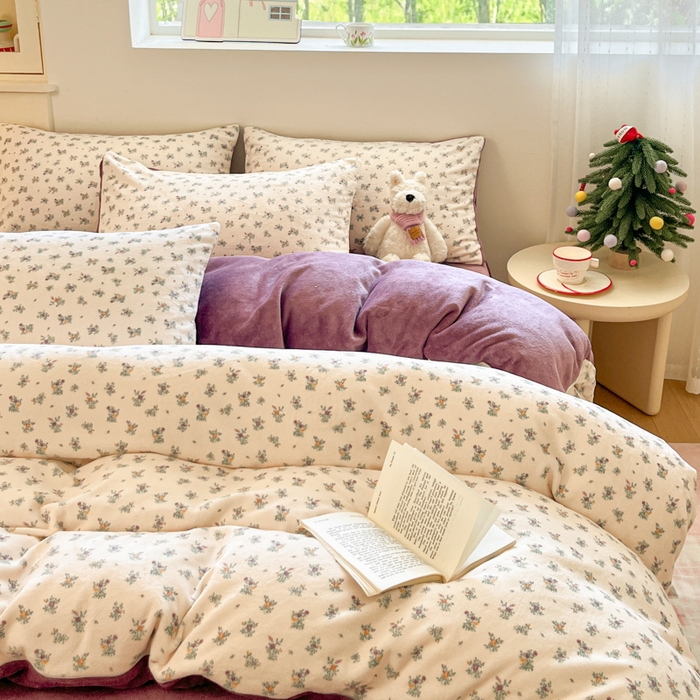 91家纺网 家纺一手货源 找家纺 瑞钰 2025新款A类加厚牛奶绒印花四件套 繁花似梦