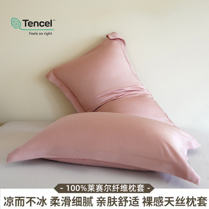 91家纺网 家纺一手货源 找家纺 （总）凯森家纺 兰精天丝枕套一对100%莱赛尔枕头套凉感天丝枕芯套夏季冰丝整套48x74cm丝滑裸睡