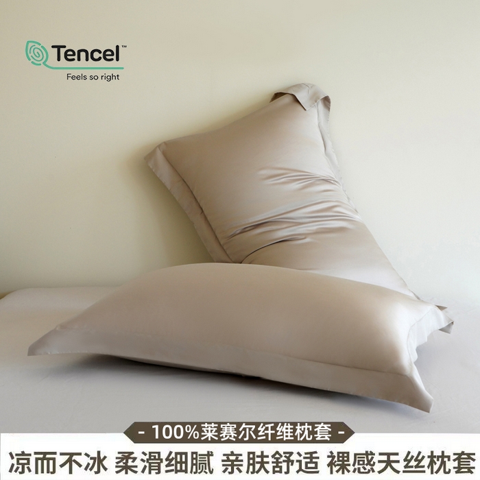 91家纺网 家纺一手货源 找家纺 （总）凯森家纺 兰精天丝枕套一对100%莱赛尔枕头套凉感天丝枕芯套夏季冰丝整套48x74cm丝滑裸睡