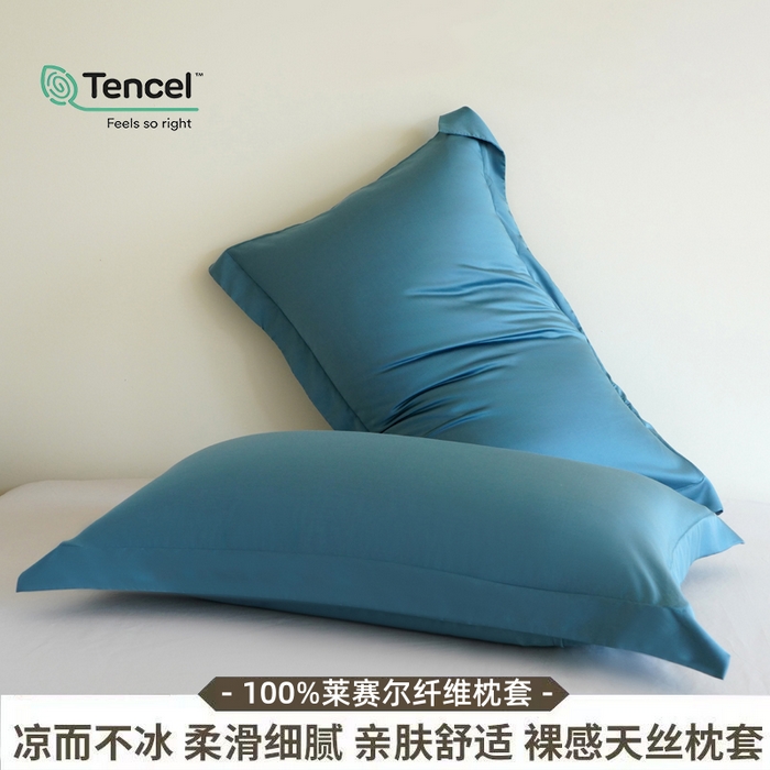 91家纺网 家纺一手货源 找家纺 （总）凯森家纺 兰精天丝枕套一对100%莱赛尔枕头套凉感天丝枕芯套夏季冰丝整套48x74cm丝滑裸睡