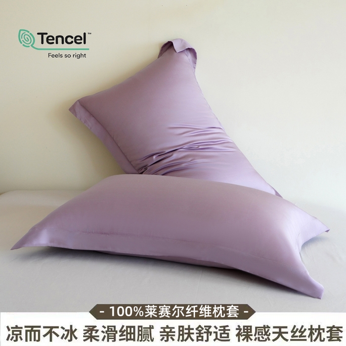 91家纺网 家纺一手货源 找家纺 （总）凯森家纺 兰精天丝枕套一对100%莱赛尔枕头套凉感天丝枕芯套夏季冰丝整套48x74cm丝滑裸睡