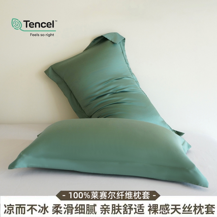 91家纺网 家纺一手货源 找家纺 （总）凯森家纺 兰精天丝枕套一对100%莱赛尔枕头套凉感天丝枕芯套夏季冰丝整套48x74cm丝滑裸睡