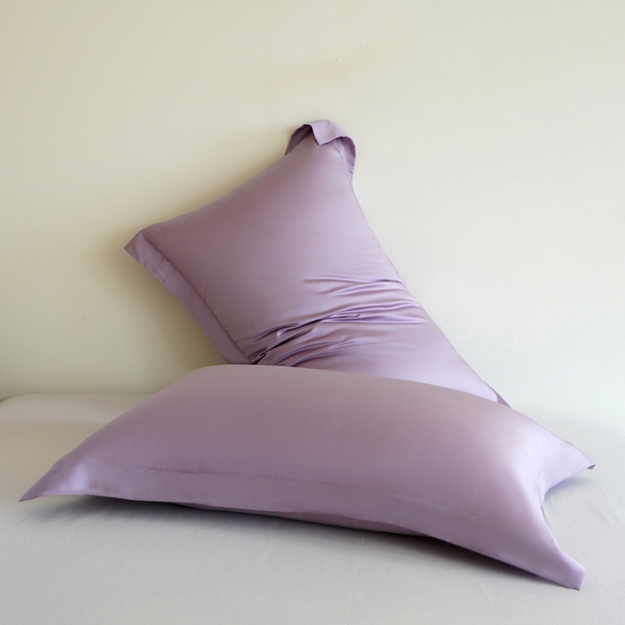 91家纺网 家纺一手货源 找家纺 凯森家纺 兰精天丝枕套一对100%莱赛尔枕头套凉感天丝枕芯套夏季冰丝整套48x74cm丝滑裸睡 100%莱赛尔天丝-芝兰紫