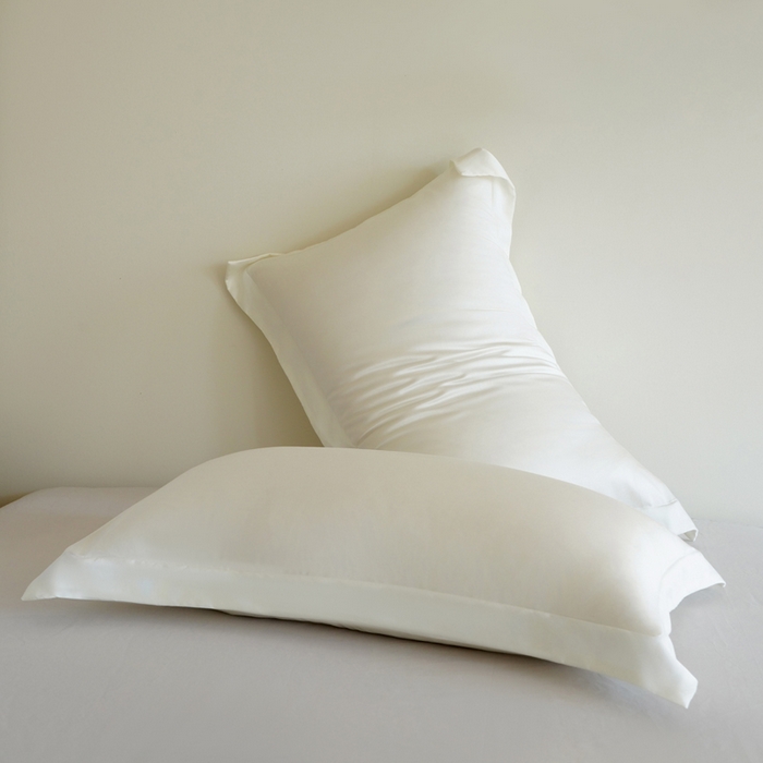 91家纺网 家纺一手货源 找家纺 凯森家纺 兰精天丝枕套一对100%莱赛尔枕头套凉感天丝枕芯套夏季冰丝整套48x74cm丝滑裸睡 100%莱赛尔天丝-奶油白