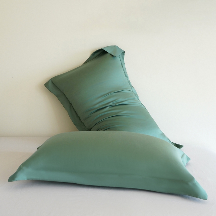 91家纺网 家纺一手货源 找家纺 凯森家纺 兰精天丝枕套一对100%莱赛尔枕头套凉感天丝枕芯套夏季冰丝整套48x74cm丝滑裸睡 100%莱赛尔天丝-草木绿