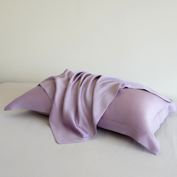 91家纺网 家纺一手货源 找家纺 凯森家纺 兰精天丝枕套一对100%莱赛尔枕头套凉感天丝枕芯套夏季冰丝整套48x74cm丝滑裸睡 100%莱赛尔天丝-芝兰紫