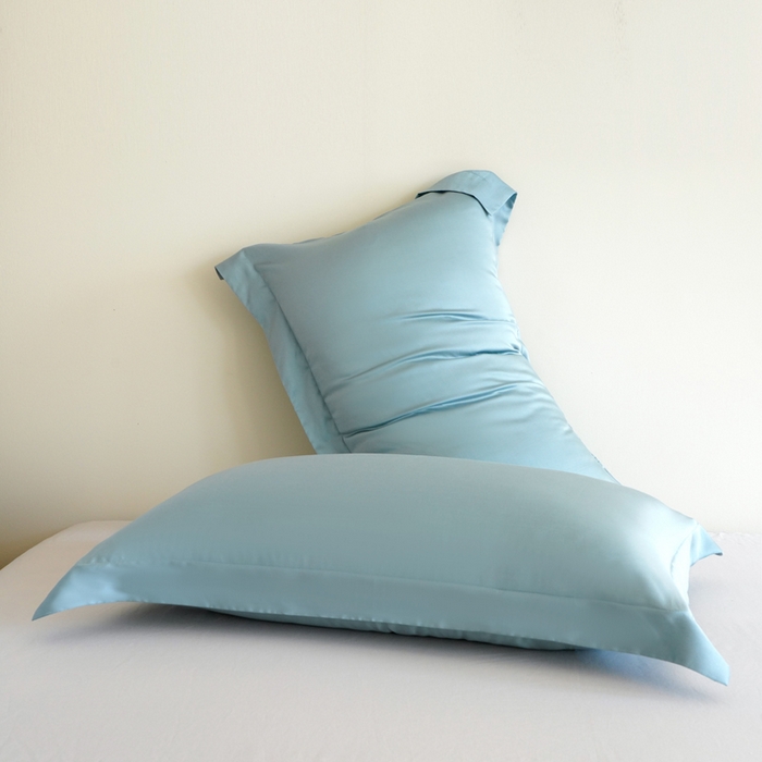 91家纺网 家纺一手货源 找家纺 凯森家纺 兰精天丝枕套一对100%莱赛尔枕头套凉感天丝枕芯套夏季冰丝整套48x74cm丝滑裸睡 100%莱赛尔天丝-智能蓝