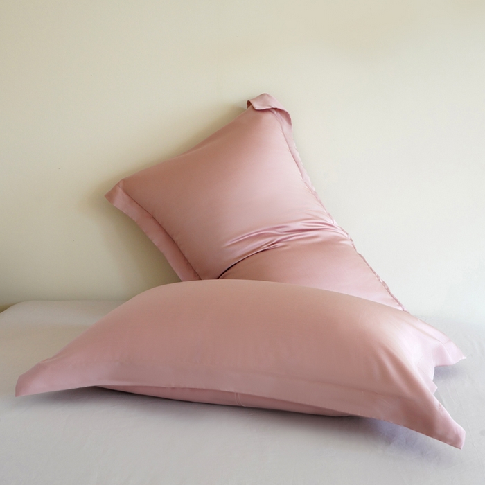 91家纺网 家纺一手货源 找家纺 凯森家纺 兰精天丝枕套一对100%莱赛尔枕头套凉感天丝枕芯套夏季冰丝整套48x74cm丝滑裸睡 100%莱赛尔天丝-烟熏粉