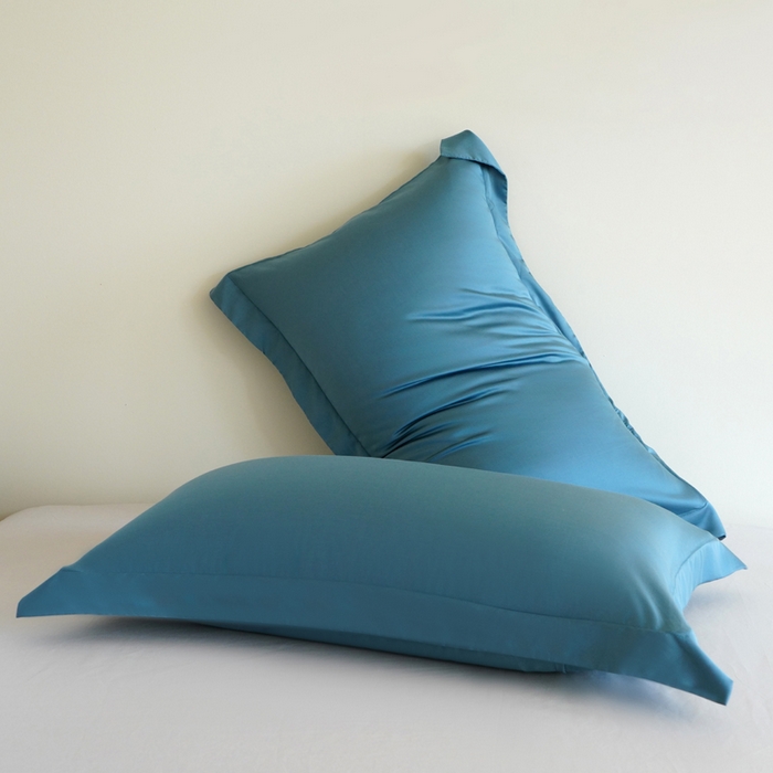 91家纺网 家纺一手货源 找家纺 凯森家纺 兰精天丝枕套一对100%莱赛尔枕头套凉感天丝枕芯套夏季冰丝整套48x74cm丝滑裸睡 100%莱赛尔天丝-深海蓝