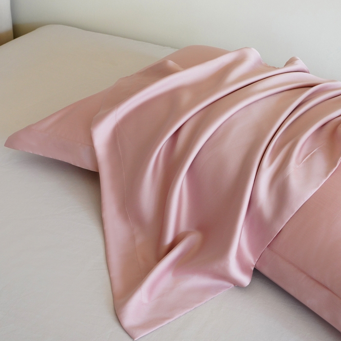 91家纺网 家纺一手货源 找家纺 凯森家纺 兰精天丝枕套一对100%莱赛尔枕头套凉感天丝枕芯套夏季冰丝整套48x74cm丝滑裸睡 100%莱赛尔天丝-烟熏粉