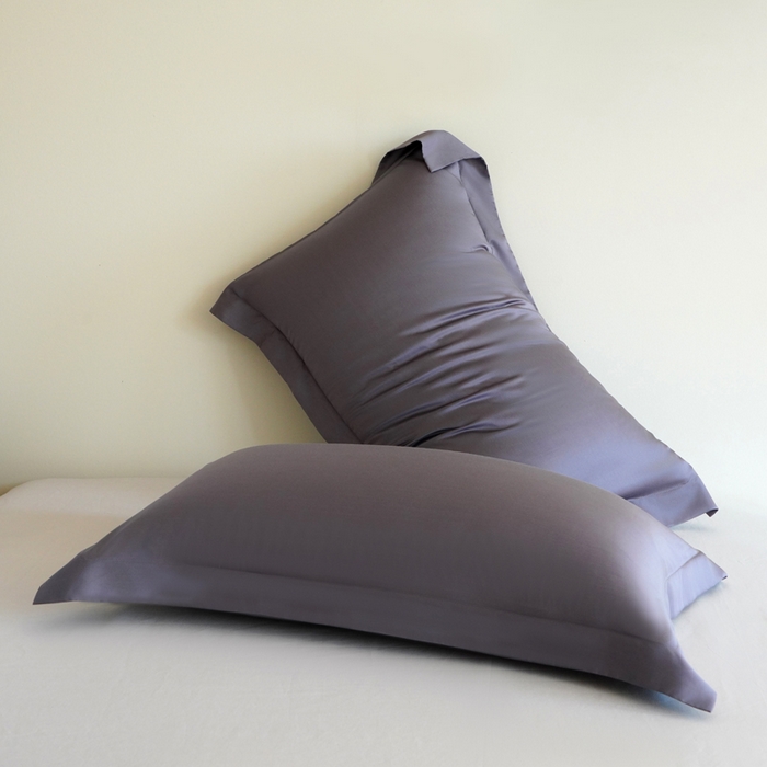 91家纺网 家纺一手货源 找家纺 凯森家纺 兰精天丝枕套一对100%莱赛尔枕头套凉感天丝枕芯套夏季冰丝整套48x74cm丝滑裸睡 100%莱赛尔天丝-拿铁灰