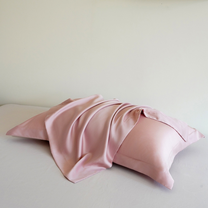 91家纺网 家纺一手货源 找家纺 凯森家纺 兰精天丝枕套一对100%莱赛尔枕头套凉感天丝枕芯套夏季冰丝整套48x74cm丝滑裸睡 100%莱赛尔天丝-烟熏粉