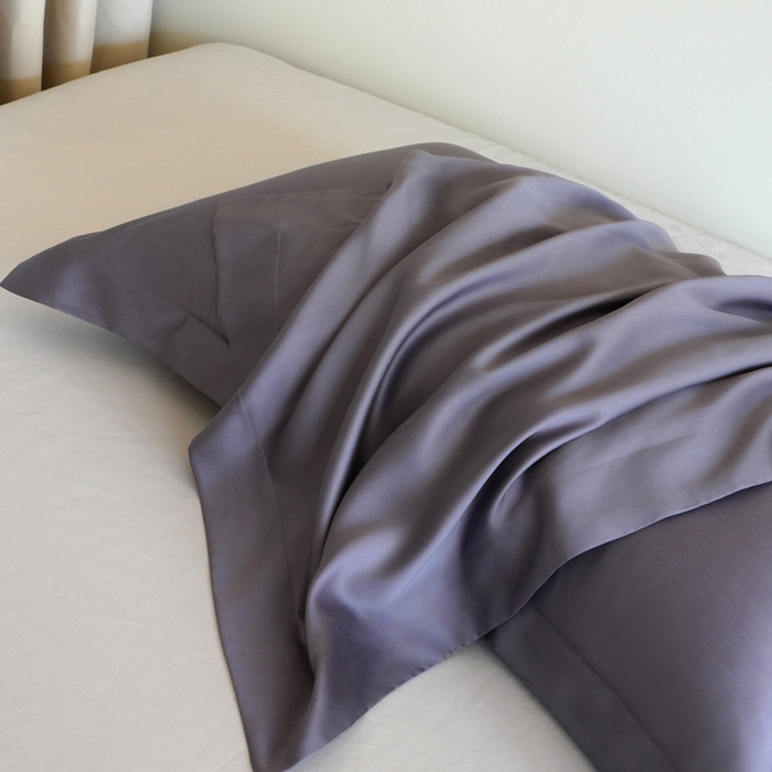 91家纺网 家纺一手货源 找家纺 凯森家纺 兰精天丝枕套一对100%莱赛尔枕头套凉感天丝枕芯套夏季冰丝整套48x74cm丝滑裸睡 100%莱赛尔天丝-拿铁灰
