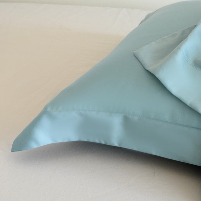 91家纺网 家纺一手货源 找家纺 凯森家纺 兰精天丝枕套一对100%莱赛尔枕头套凉感天丝枕芯套夏季冰丝整套48x74cm丝滑裸睡 100%莱赛尔天丝-智能蓝