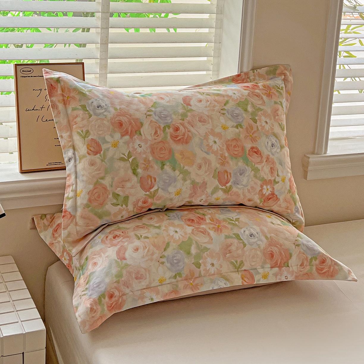 91家纺网 家纺一手货源 找家纺 依庭 2025新款高克重全棉纯棉磨毛印花单枕套 甜梦茶语