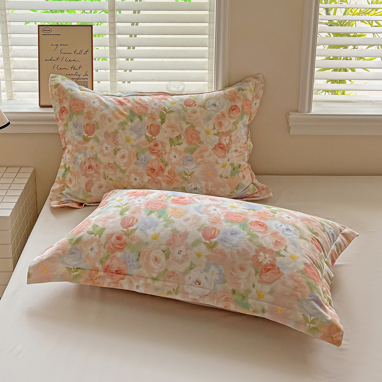 91家纺网 家纺一手货源 找家纺 依庭 2025新款高克重全棉纯棉磨毛印花单枕套 甜梦茶语