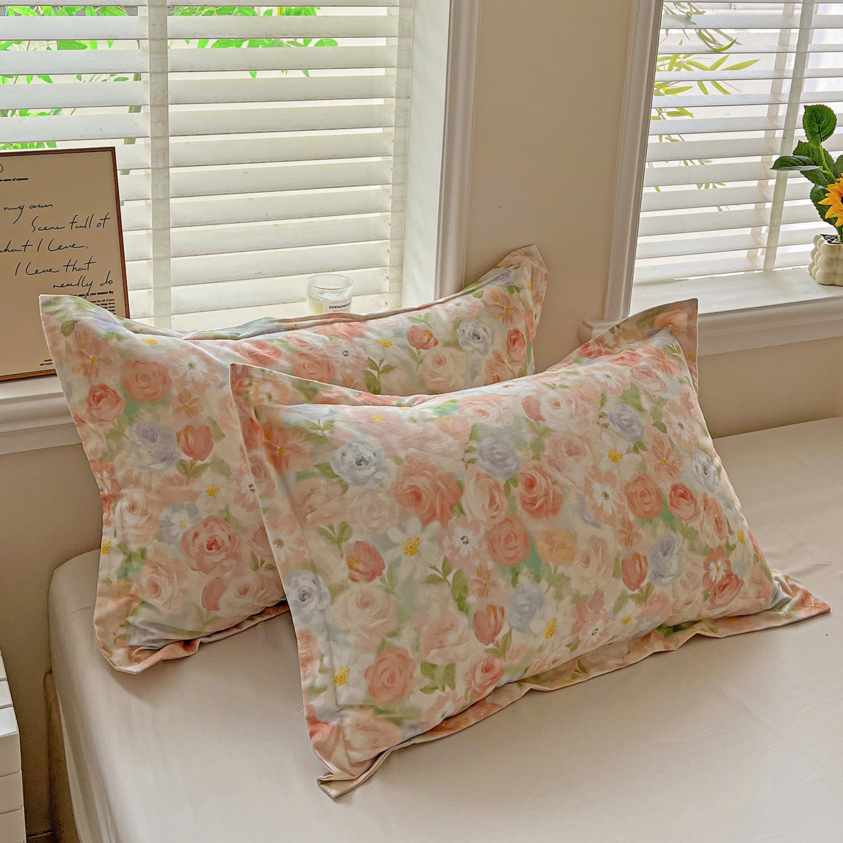 91家纺网 家纺一手货源 找家纺 依庭 2025新款高克重全棉纯棉磨毛印花单枕套 甜梦茶语