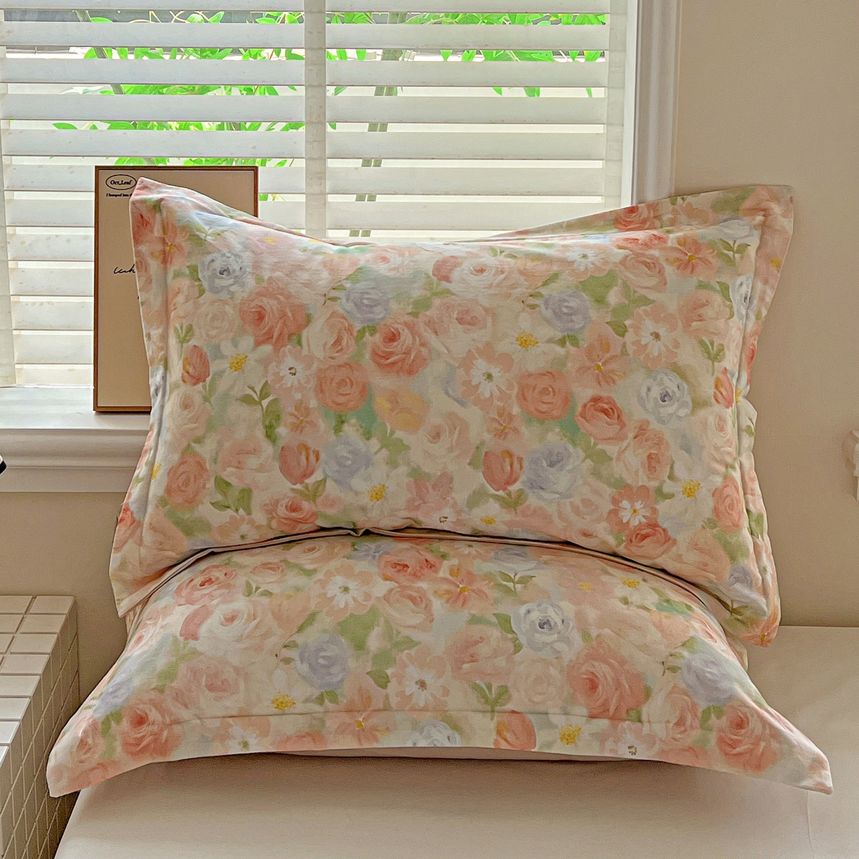 91家纺网 家纺一手货源 找家纺 依庭 2025新款高克重全棉纯棉磨毛印花单枕套 甜梦茶语