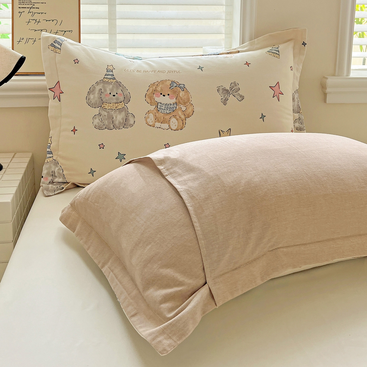 91家纺网 家纺一手货源 找家纺 依庭 2025新款高克重全棉纯棉磨毛印花单枕套 星梦乐园