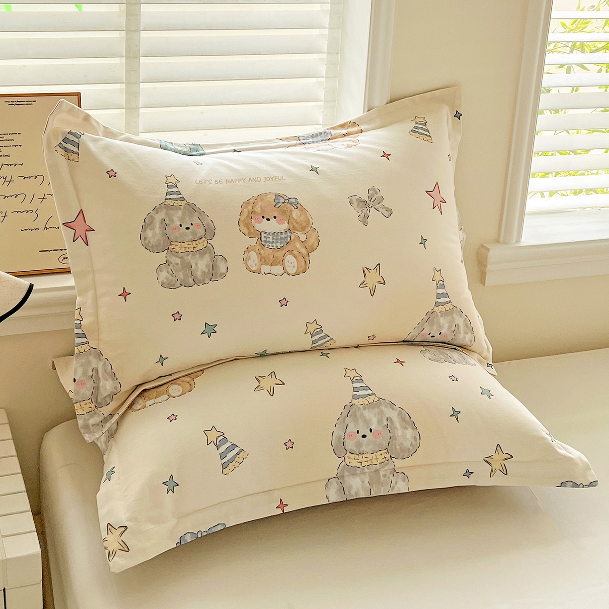 91家纺网 家纺一手货源 找家纺 依庭 2025新款高克重全棉纯棉磨毛印花单枕套 星梦乐园