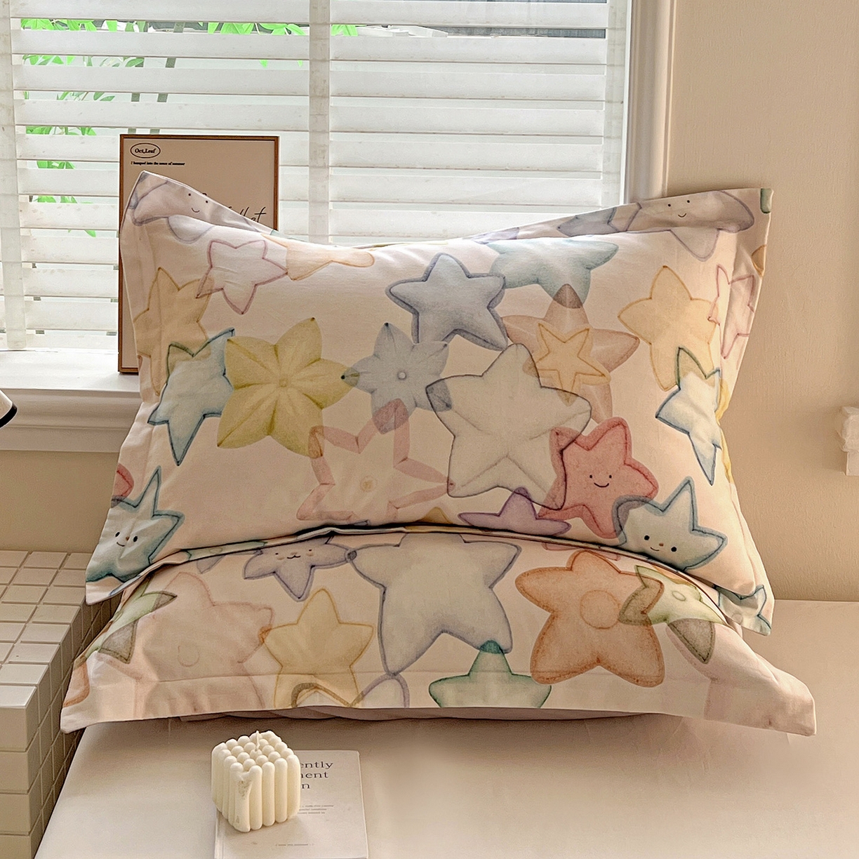 91家纺网 家纺一手货源 找家纺 依庭 2025新款高克重全棉纯棉磨毛印花单枕套 星晚-粉