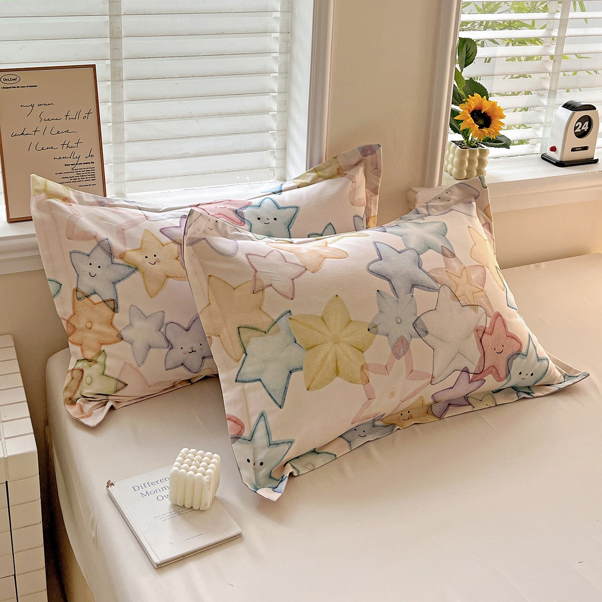 91家纺网 家纺一手货源 找家纺 依庭 2025新款高克重全棉纯棉磨毛印花单枕套 星晚-粉