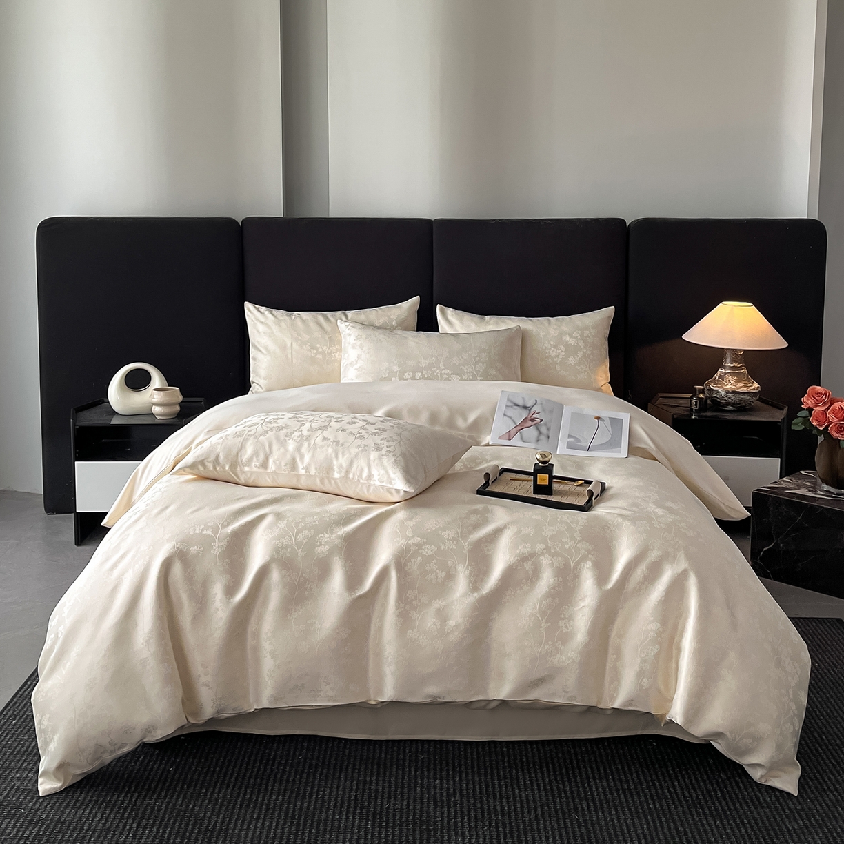 置顶家纺 2025新款亲肤提花系列四件套-雅芙 雅芙-奶白