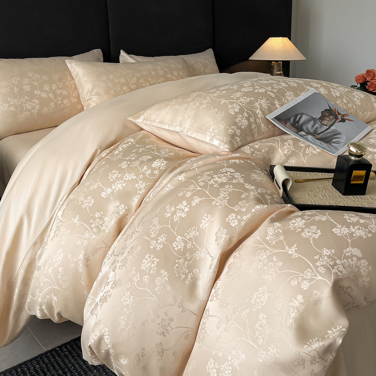 91家纺网 家纺一手货源 找家纺 置顶家纺 2025新款亲肤提花系列四件套-雅芙 雅芙-卡其