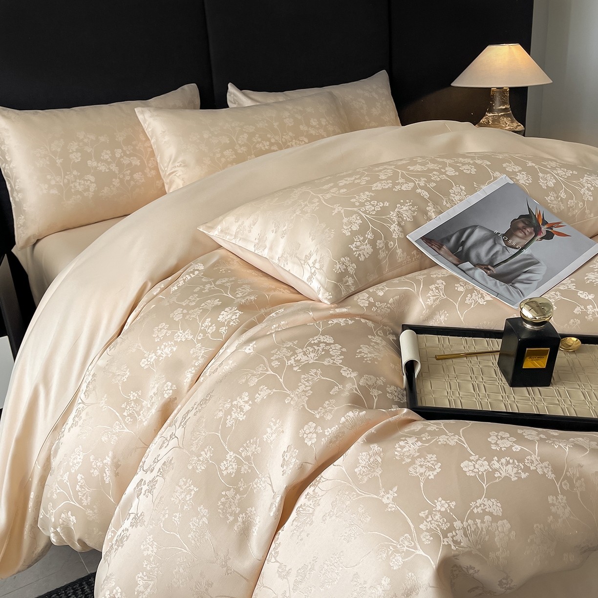 91家纺网 家纺一手货源 找家纺 置顶家纺 2025新款亲肤提花系列四件套-雅芙 雅芙-卡其