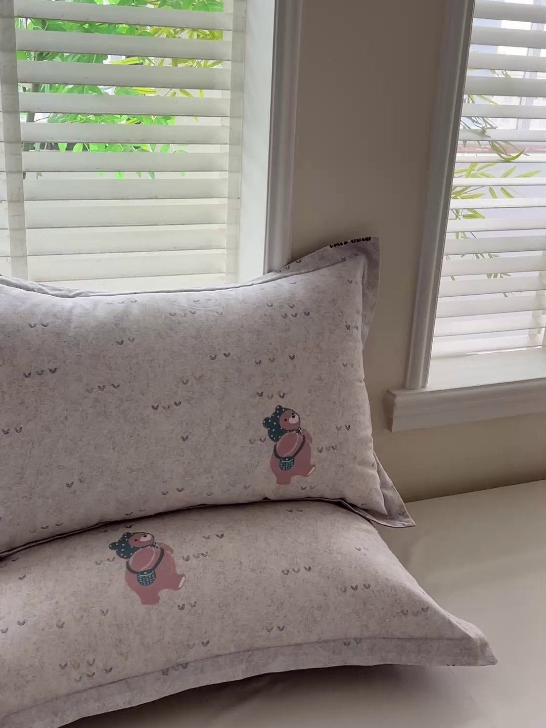 91家纺网 家纺一手货源 找家纺 依庭 2025新款高克重全棉纯棉磨毛印花单枕套 幸福小熊