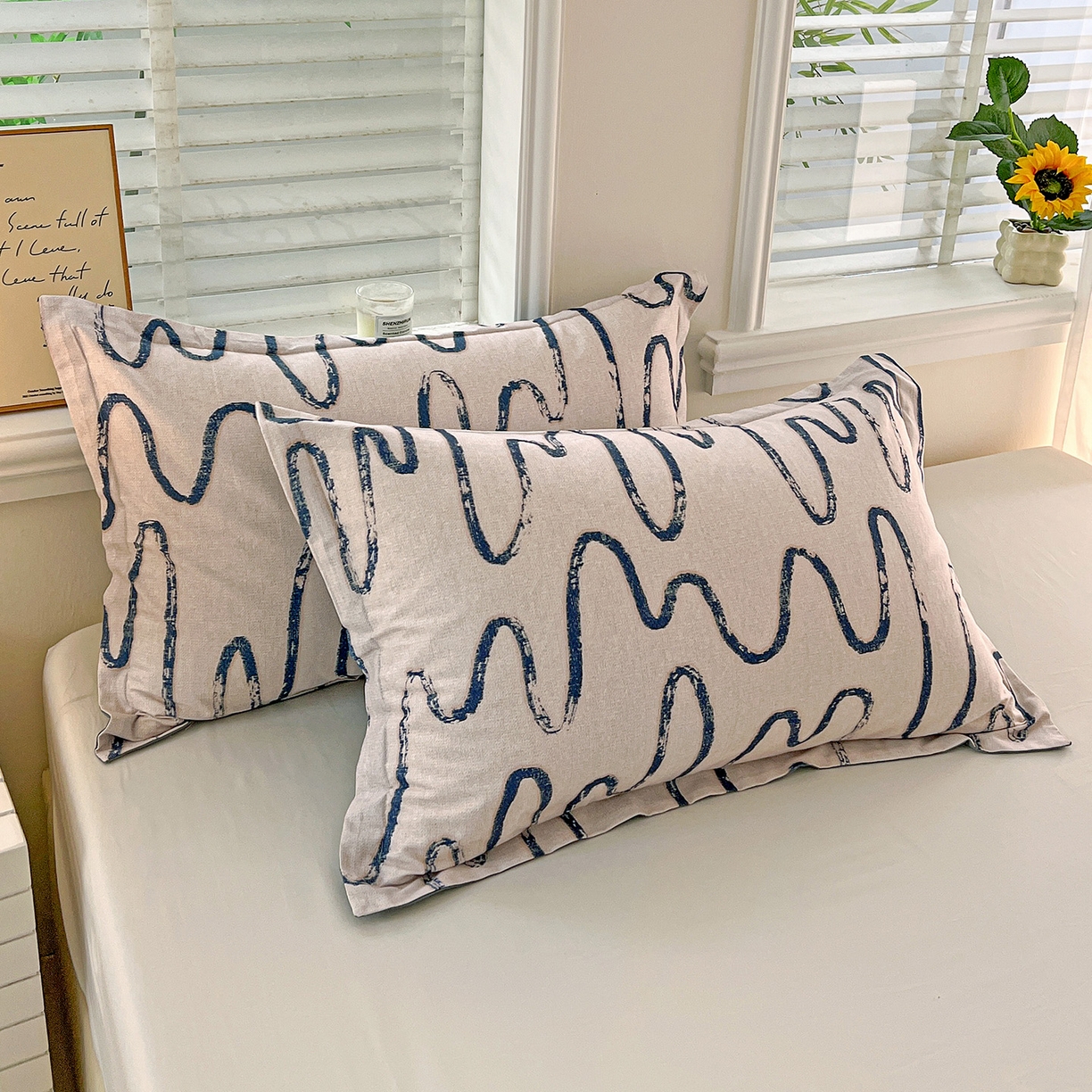 91家纺网 家纺一手货源 找家纺 依庭 2025新款高克重全棉纯棉磨毛印花单枕套 幸运熊