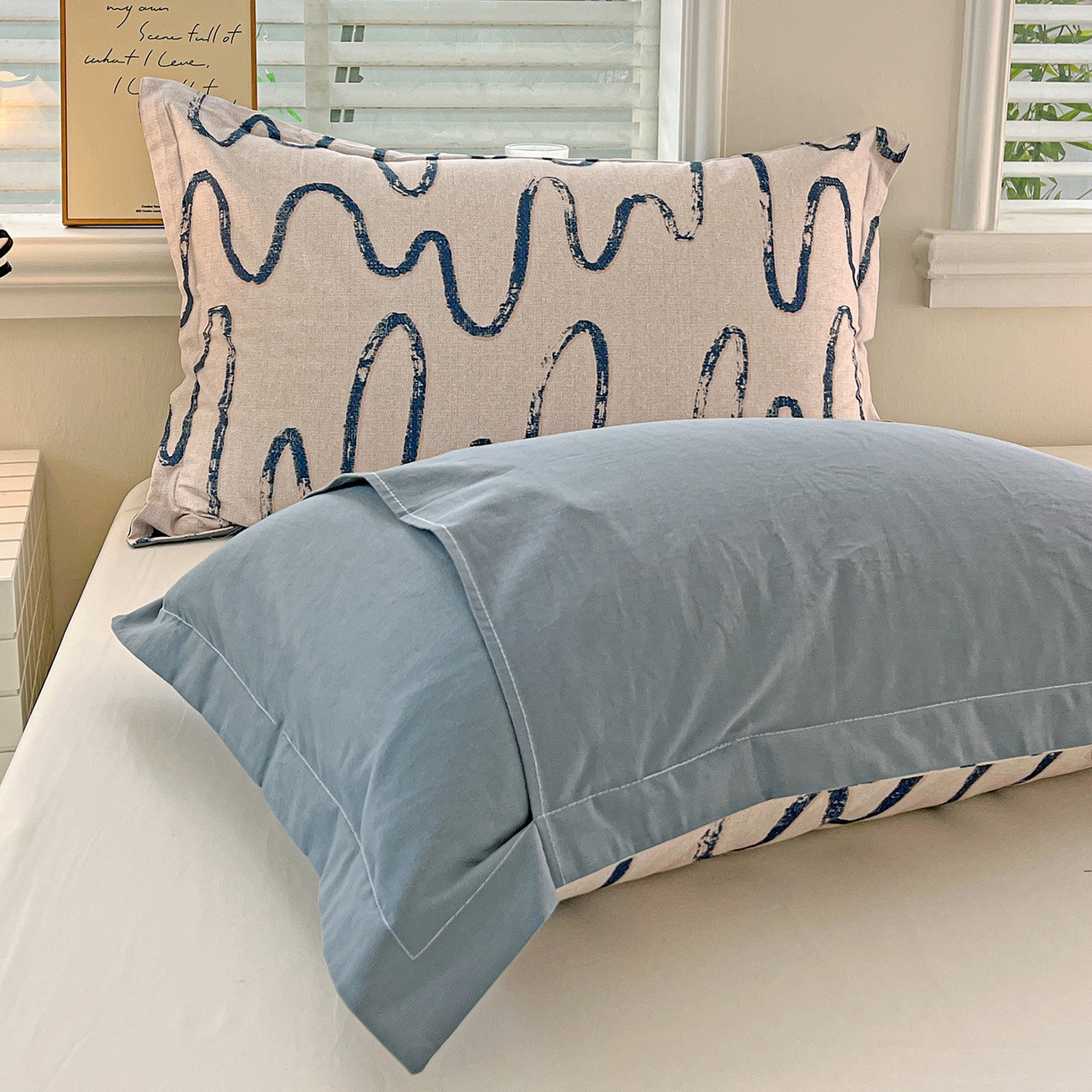 91家纺网 家纺一手货源 找家纺 依庭 2025新款高克重全棉纯棉磨毛印花单枕套 幸运熊