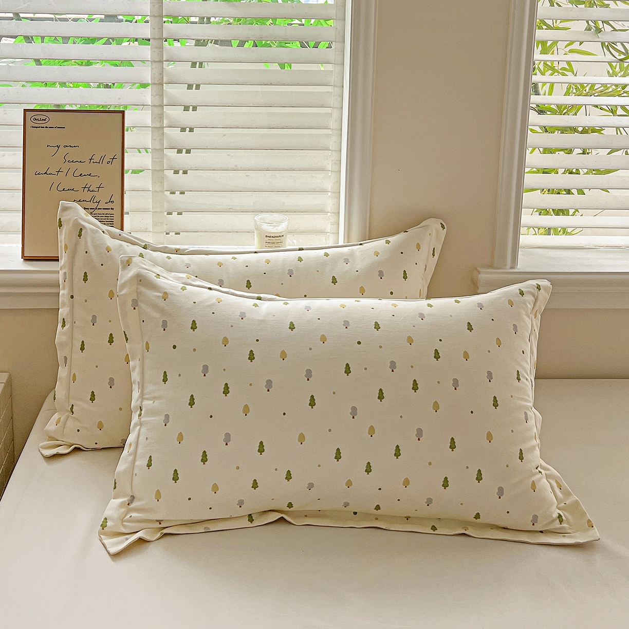 依庭 2025新款高克重全棉纯棉磨毛印花单枕套 叶叶情深