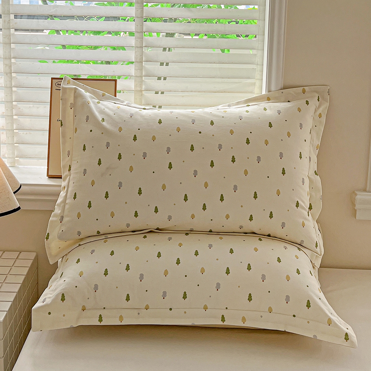 91家纺网 家纺一手货源 找家纺 依庭 2025新款高克重全棉纯棉磨毛印花单枕套 叶叶情深