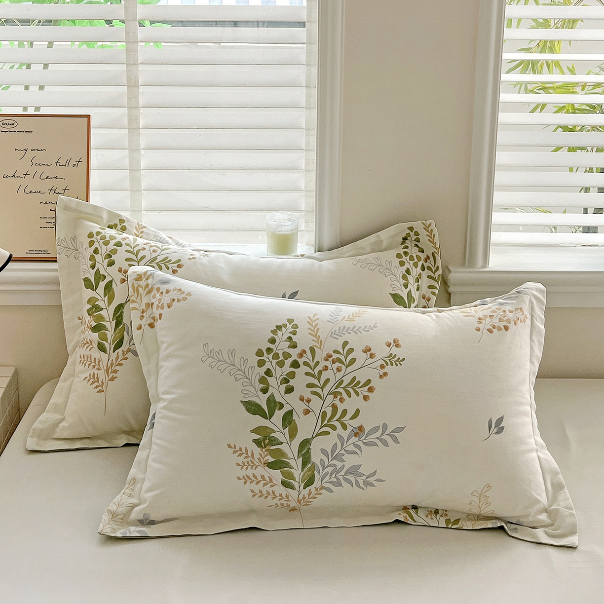 依庭 2025新款高克重全棉纯棉磨毛印花单枕套 叶芝