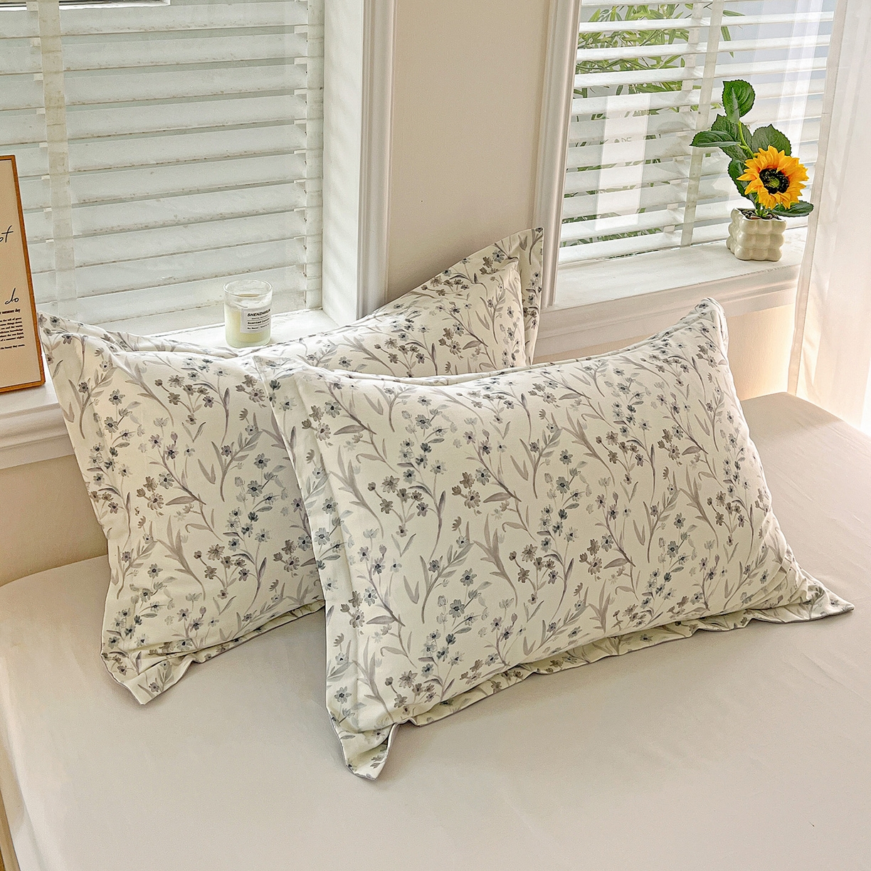 91家纺网 家纺一手货源 找家纺 依庭 2025新款高克重全棉纯棉磨毛印花单枕套 樱贝