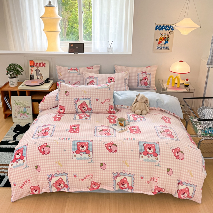 91家纺网 家纺一手货源 找家纺 瑞钰 2025新款A类加厚牛奶绒印花四件套 快乐回忆