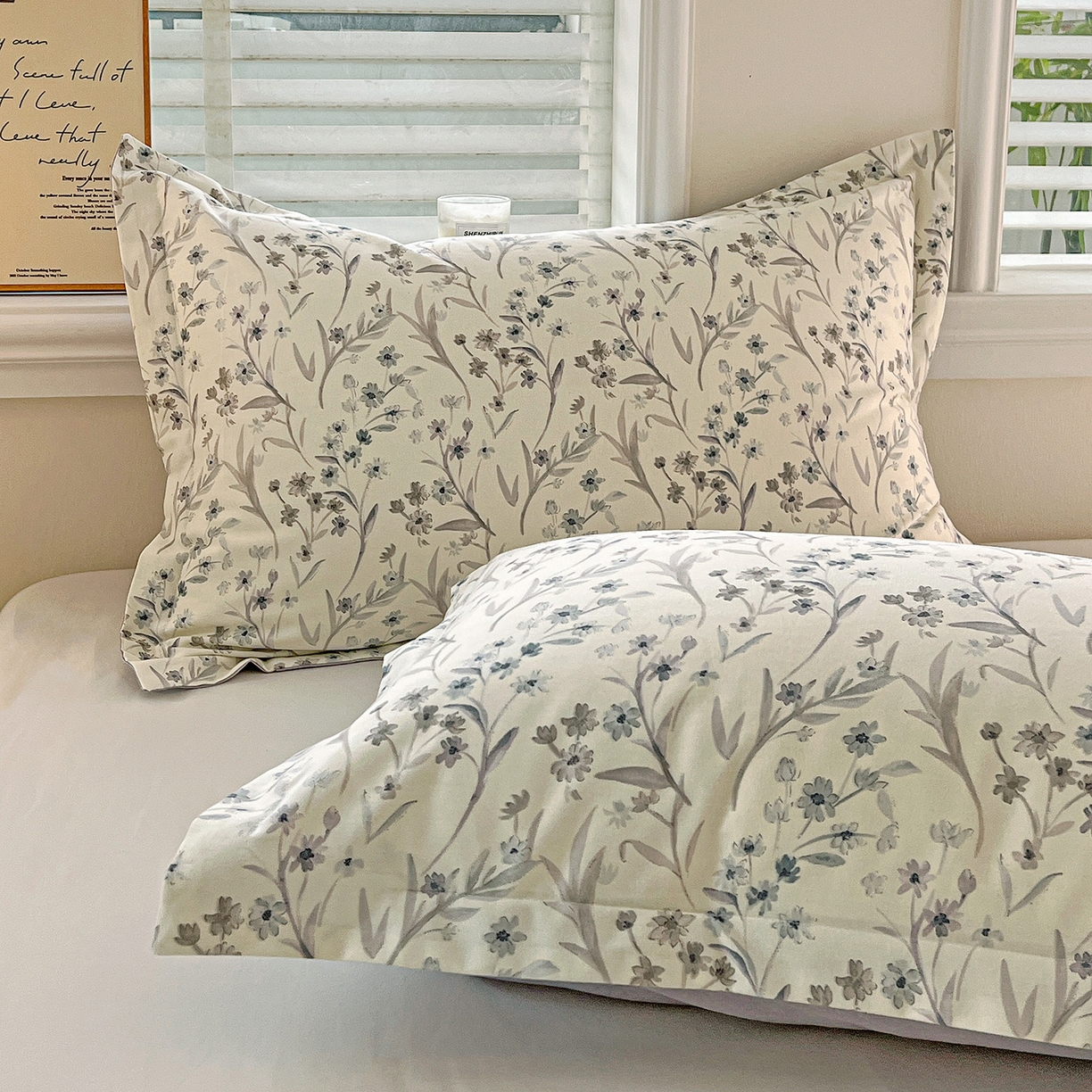 91家纺网 家纺一手货源 找家纺 依庭 2025新款高克重全棉纯棉磨毛印花单枕套 樱贝