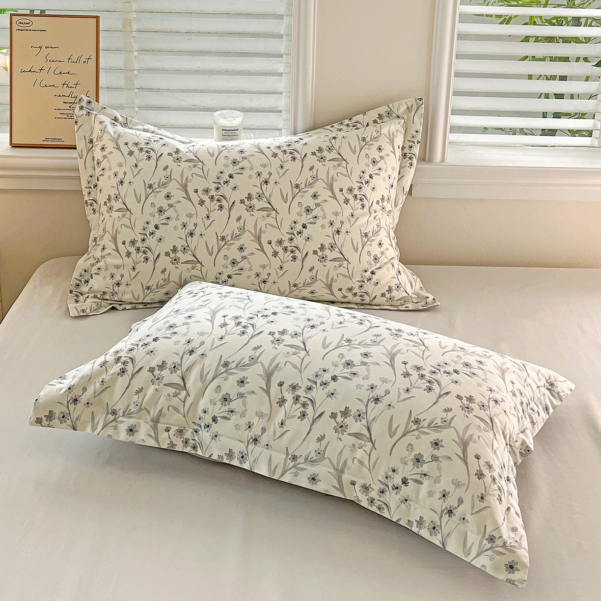 91家纺网 家纺一手货源 找家纺 依庭 2025新款高克重全棉纯棉磨毛印花单枕套 樱贝