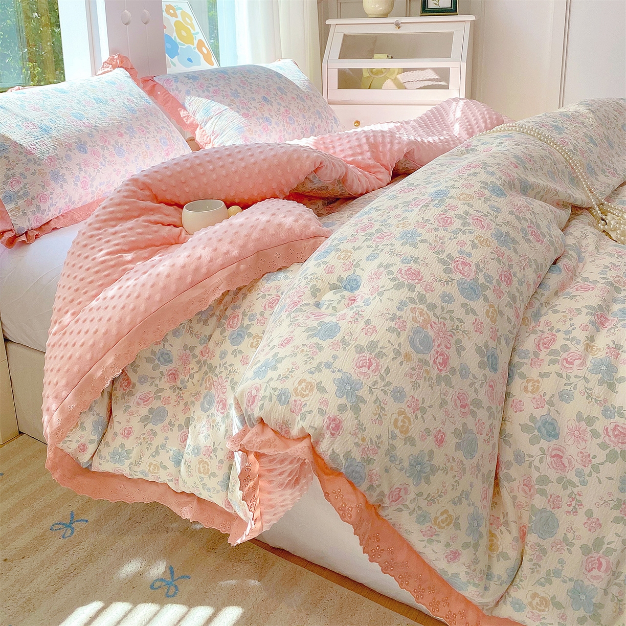 梵克保罗 2025新款冬被系列 花边款豆豆被 惜花芷