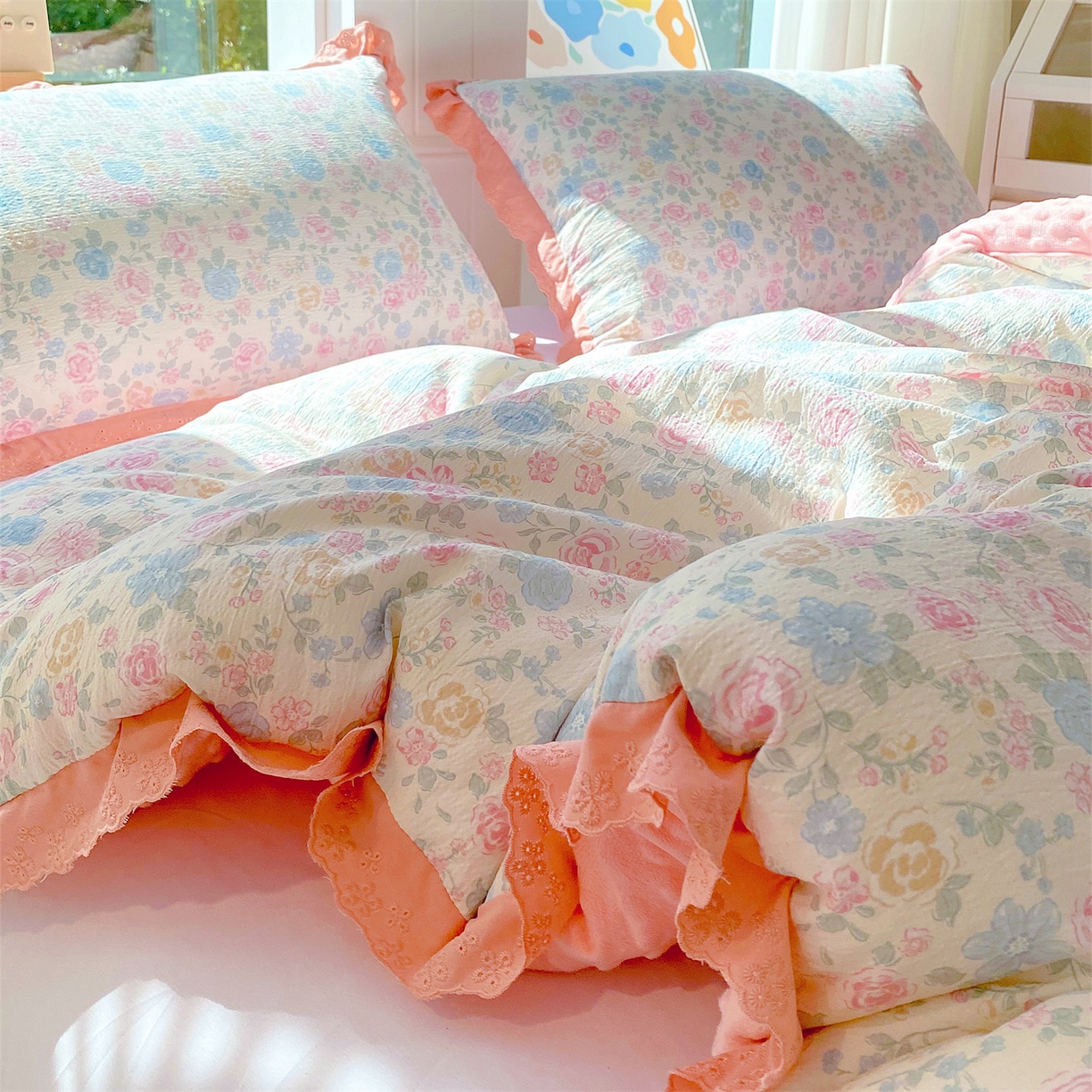 91家纺网 家纺一手货源 找家纺 梵克保罗 2025新款冬被系列 花边款豆豆被 惜花芷