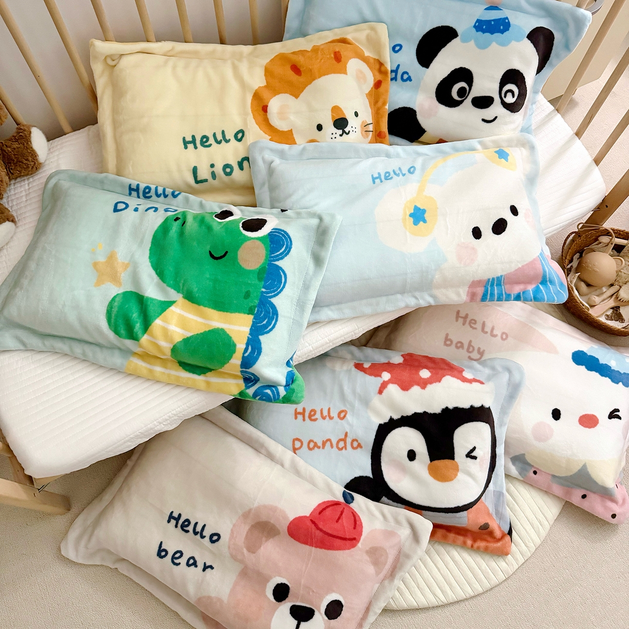 91家纺网 家纺一手货源 找家纺 （总）荷马之梦 2025新款A类牛奶绒数码印花原创卡通大版儿童幼儿园单枕套枕套单件-萌宠