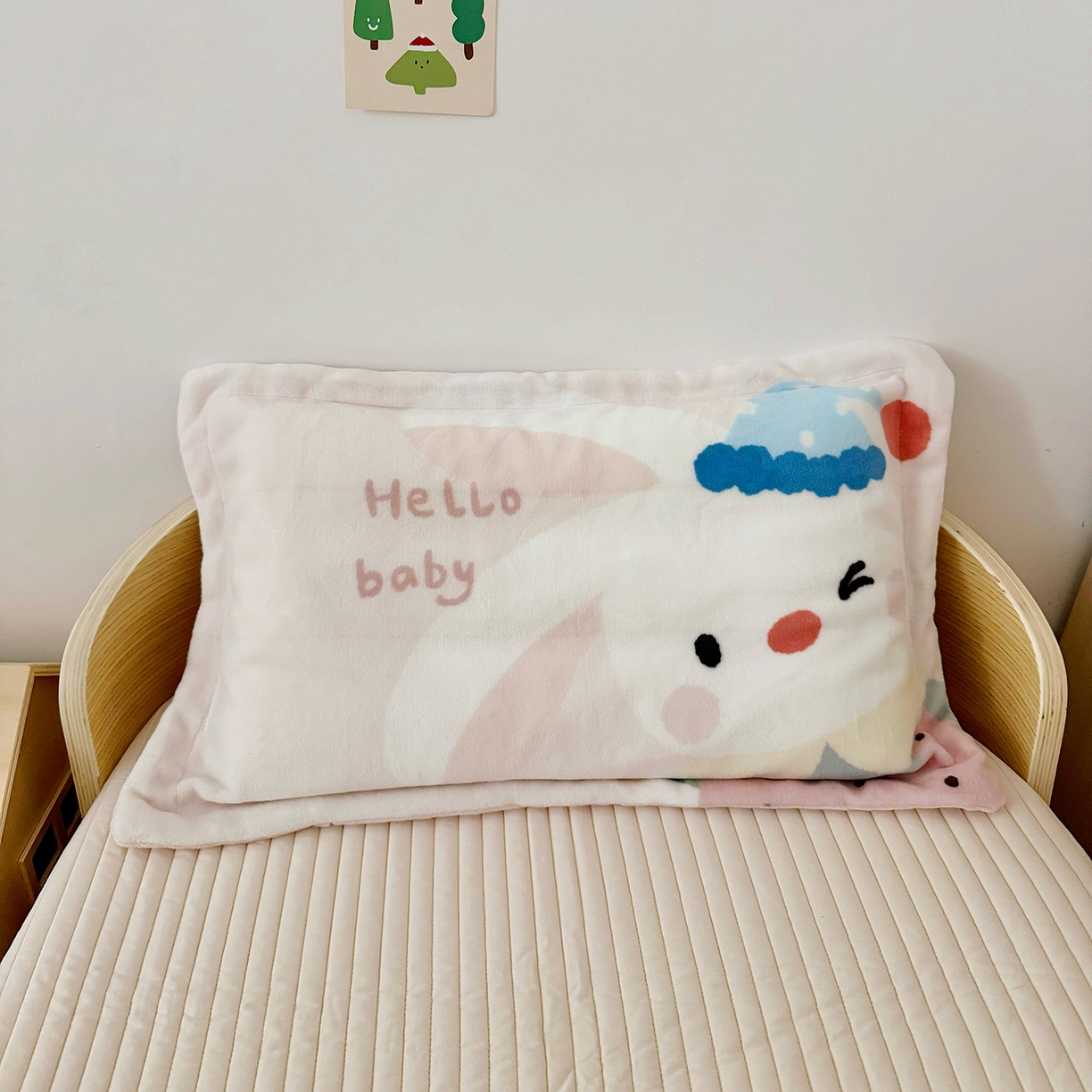 荷马之梦 2025新款A类牛奶绒数码印花原创卡通大版儿童幼儿园单枕套枕套单件-萌宠 小兔贝贝