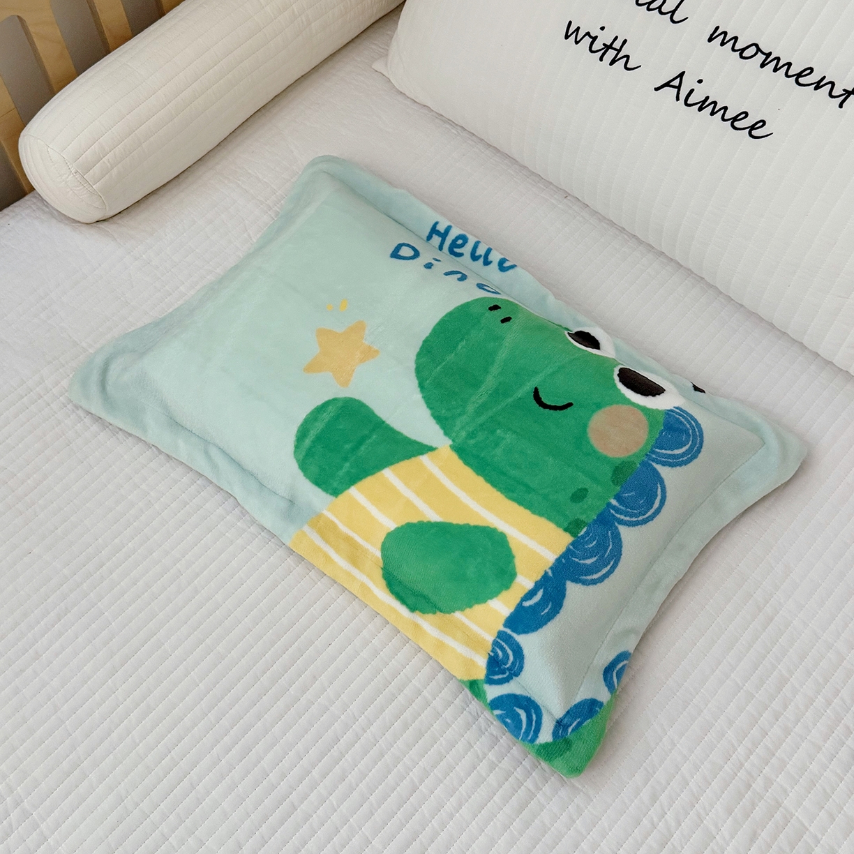 91家纺网 家纺一手货源 找家纺 荷马之梦 2025新款A类牛奶绒数码印花原创卡通大版儿童幼儿园单枕套枕套单件-萌宠 恐龙哈尔