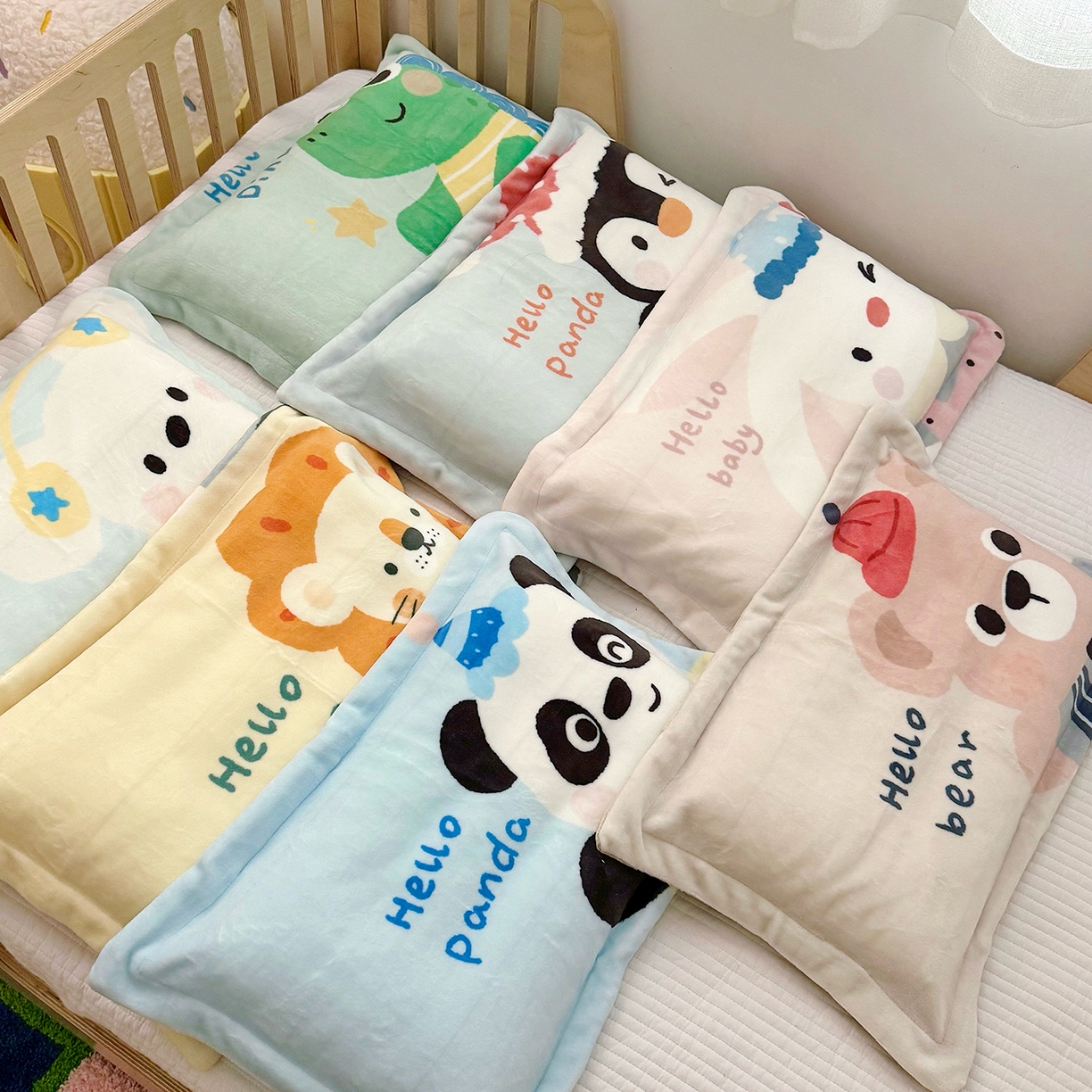 91家纺网 家纺一手货源 找家纺 荷马之梦 2025新款A类牛奶绒数码印花原创卡通大版儿童幼儿园单枕套枕套单件-萌宠 组合图仅供展示不可下单