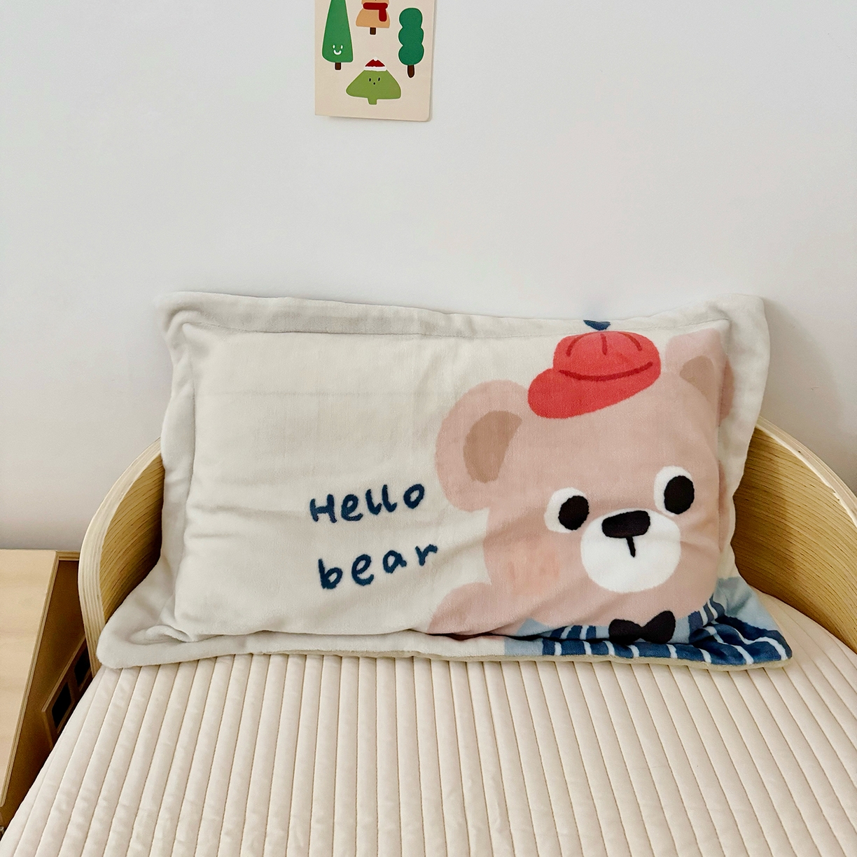 荷马之梦 2025新款A类牛奶绒数码印花原创卡通大版儿童幼儿园单枕套枕套单件-萌宠 小熊卢卡