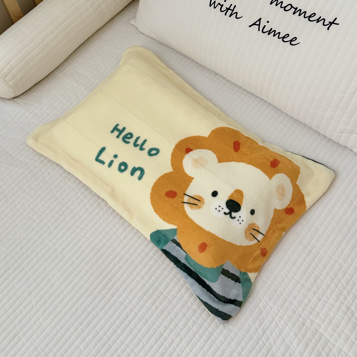 91家纺网 家纺一手货源 找家纺 荷马之梦 2025新款A类牛奶绒数码印花原创卡通大版儿童幼儿园单枕套枕套单件-萌宠 小狮子王