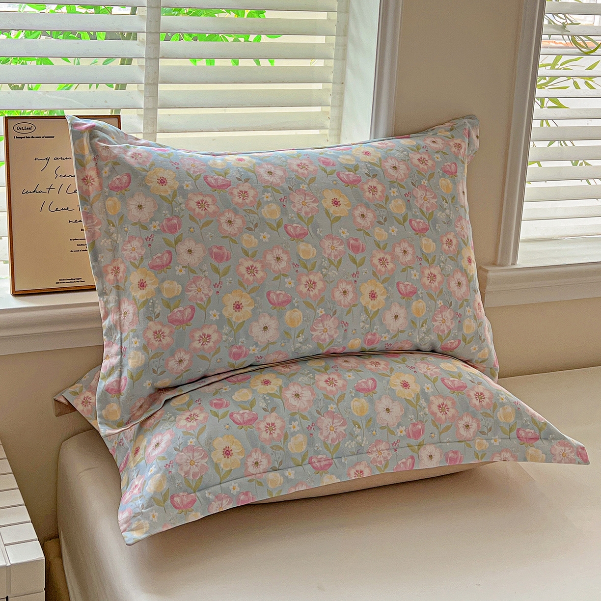 91家纺网 家纺一手货源 找家纺 依庭 2025新款高克重全棉纯棉磨毛印花单枕套 樱絮仙踪