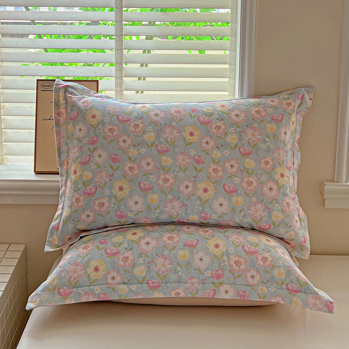 91家纺网 家纺一手货源 找家纺 依庭 2025新款高克重全棉纯棉磨毛印花单枕套 樱絮仙踪